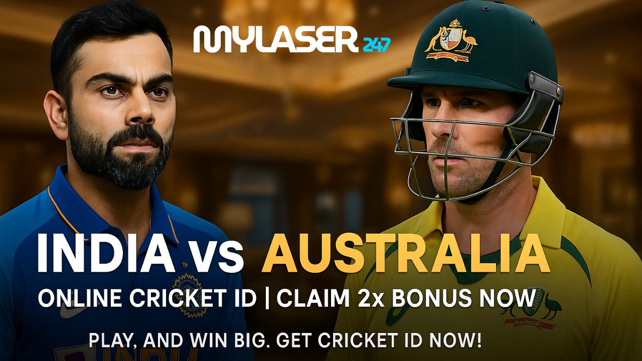 India vs Australia Cricket Match Promo Banner – Play and Win Big | Get Online Cricket ID on mylaser247pro